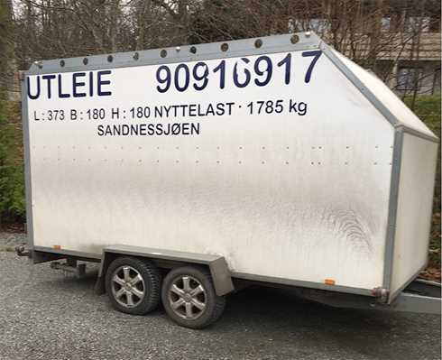 Norskregistrerat skåpsläp Tysse 6385 stulet utanför Mölndals Bro hotell i Mölndal, Göteborg